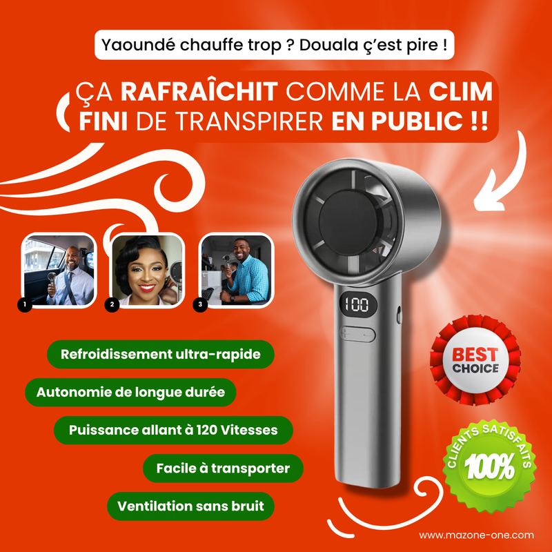 FreshAir Pro | Mini Ventilo Portable Haute Performance - Effet Air Frais 16°C