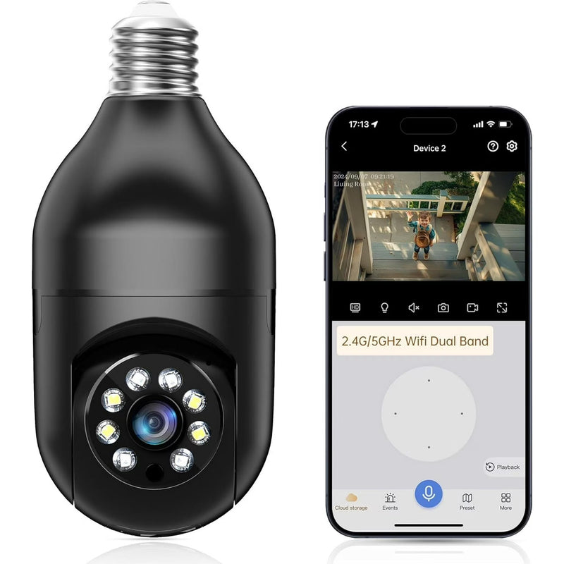 Sight Security® Ampoule intelligente 360° avec caméra de sécurité intégrée + guide